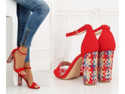 Sandály s barevným podpatkem Casey červené