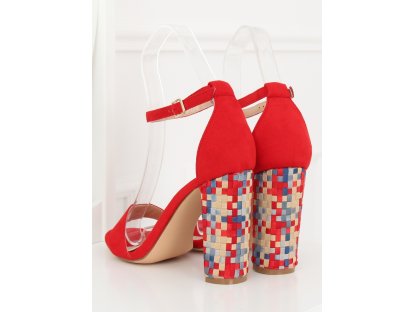 Sandály s barevným podpatkem Casey červené