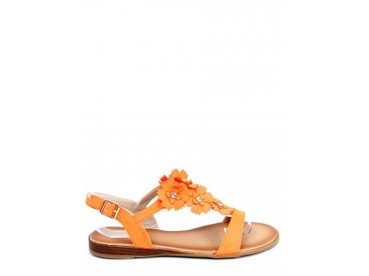 Sandály s květinami Mariana oranžové