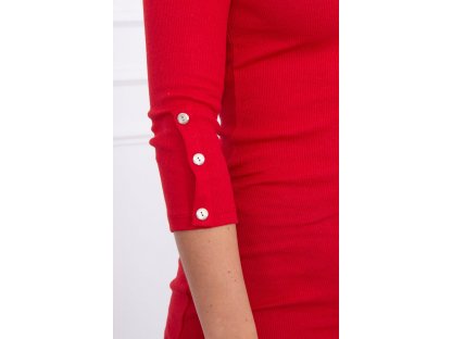 Šaty s knoflíky na rukávech Basemath červené