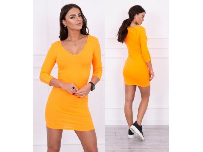 Šaty s knoflíky na rukávech Basemath neonově oranžové