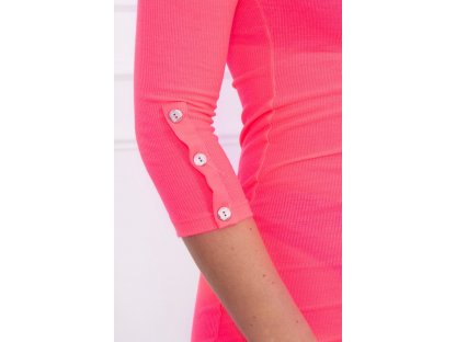 Šaty s knoflíky na rukávech Basemath neonově růžové