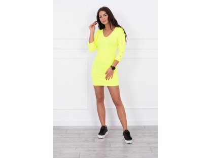 Šaty s knoflíky na rukávech Basemath neonově žluté