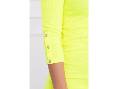 Šaty s knoflíky na rukávech Basemath neonově žluté