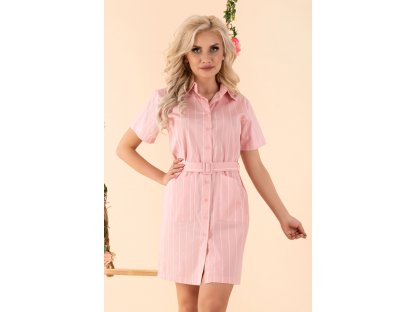 Šaty s páskem v košilovém vzhledu Lainey růžové