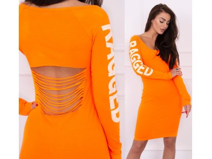 Šaty s průstřihy na zádech Merrill neonově oranžové