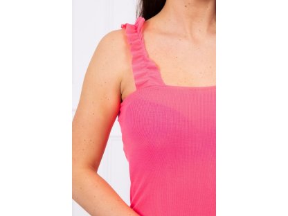 Šaty s volánkovými ramínky Peronelle neonově růžové