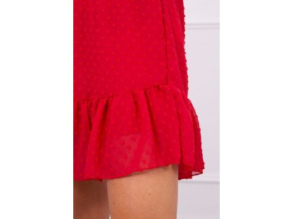 Šaty s volánky a puntíky Clover červené