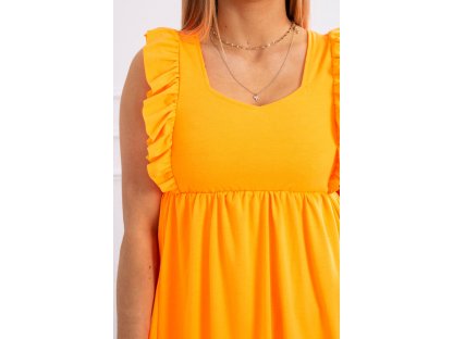 Šaty s volánky po stranách Dana neonově oranžové