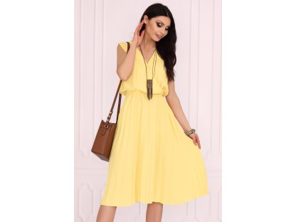 Šaty s volnou sukýnkou Mahlah žluté