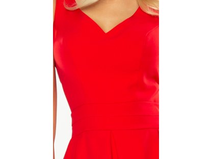 Šaty s výstřihem a rozšířenou sukýnkou Bijou červené