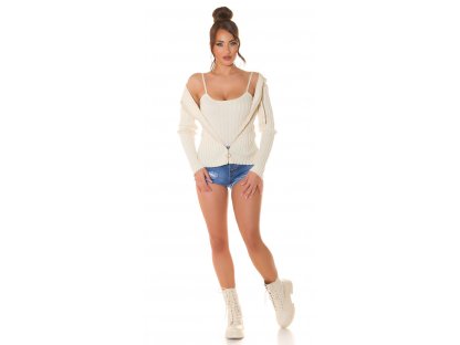 Set svetr na zip + crop top Lizzy béžový