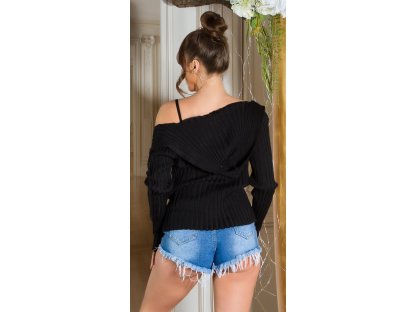 Set svetr na zip + crop top Lizzy černý