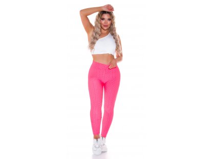 Sexy push-up legíny s vysokým pasem Brier neonově růžové