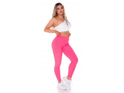 Sexy push-up legíny s vysokým pasem Brier neonově růžové