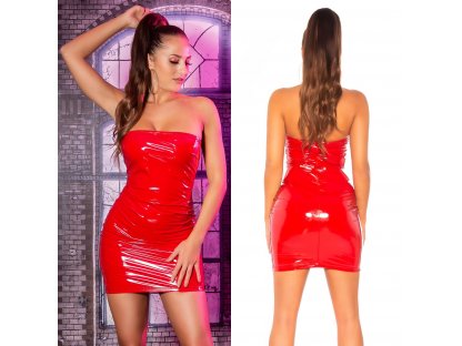 Sexy šaty v latexovém vzhledu Jami červené