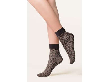 Silonové ponožky s leopardím potiskem Alvina černé