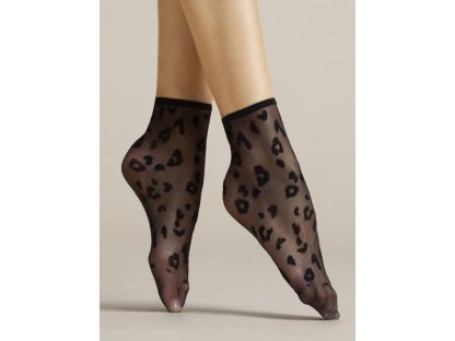 Silonové ponožky s leopardím potiskem Macie černé