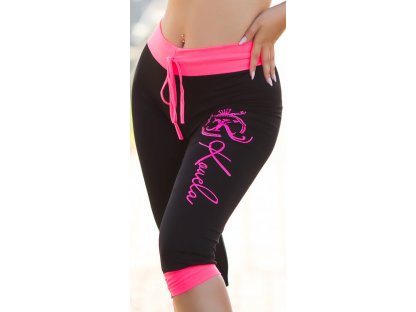 Sportovní capri kalhoty Koucla černé/růžové