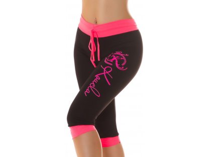 Sportovní capri kalhoty Koucla černé/růžové
