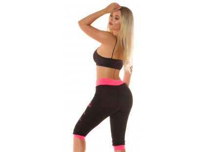 Sportovní capri kalhoty Koucla černé/růžové