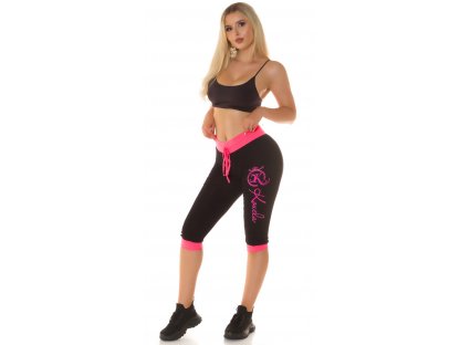 Sportovní capri kalhoty Koucla černé/růžové