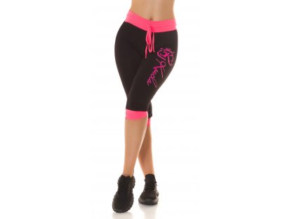Sportovní capri kalhoty Koucla černé/růžové