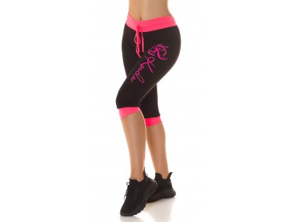 Sportovní capri kalhoty Koucla černé/růžové