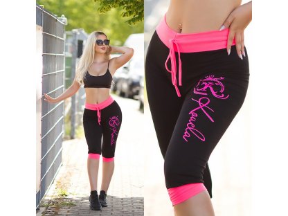 Sportovní capri kalhoty Koucla černé/růžové