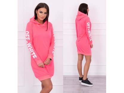 Sportovní šaty s kapucí Anna neonově růžové
