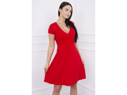 Středně dlouhé šaty s výstřihem Marshan červené