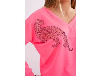 Tepláková souprava s leopardem Imogen neonově růžová