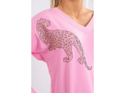 Tepláková souprava s leopardem Imogen světle růžová