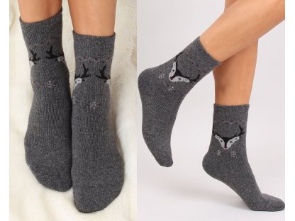 Teplé ponožky se sobem Linsy šedé