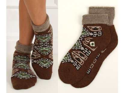 Teplé zimní ponožky Carolyn hnědé