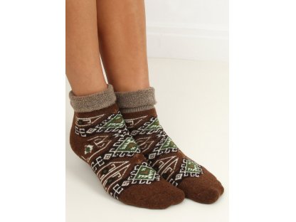 Teplé zimní ponožky Carolyn hnědé