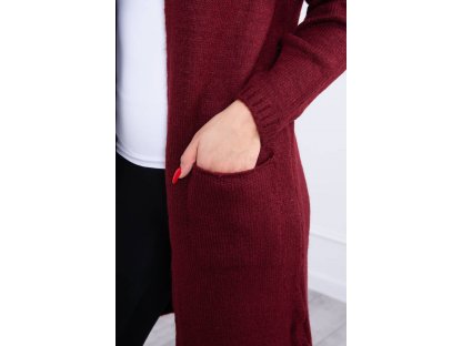Teplý cardigan s kapucí a kapsami Kortney bordó