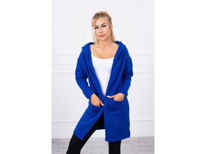 Teplý cardigan s kapucí a kapsami Kortney modrý