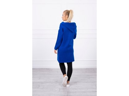 Teplý cardigan s kapucí a kapsami Kortney modrý