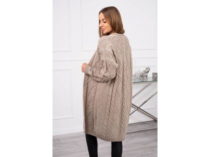 Teplý pletený cardigan Faye tmavě béžový