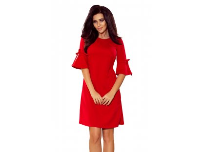 Trapézové šaty s mašlí Sabina červené