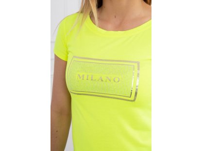 Tričko Milano s kamínky Linda neonově žluté