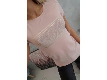 Tričko Milano s kamínky Linda pudrově růžové