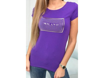 Tričko Milano s kamínky Linda tmavě fialové