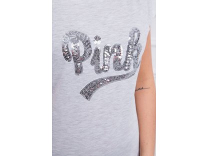 Tričko s flitry PINK světle šedé