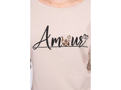 Tričko s nápisem Amour béžové