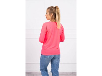Tričko s výstřihem do V Janet neonově růžové