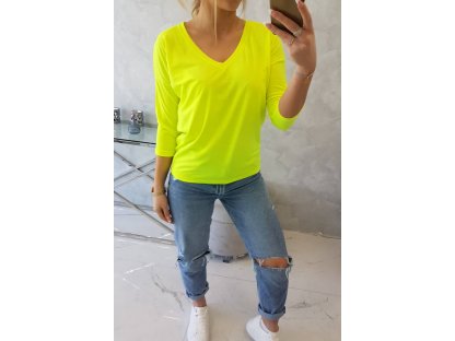 Tričko s výstřihem do V Janet neonově žluté