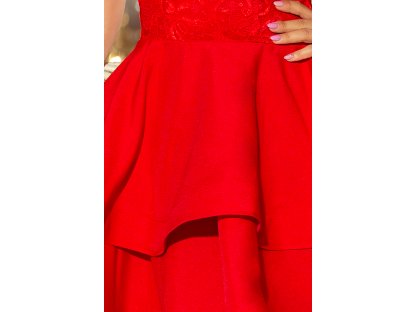 Večerní šaty s krajkou a rozšířenou sukýnkou Christina červené