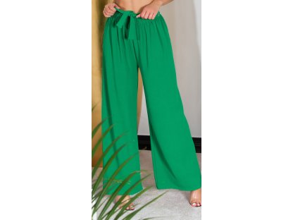 Volné kalhoty do pasu Lorina zelené